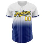 Custom Name Number Authentic Yellow-Royal White Pinstripe Baseball Jersey - Personalized Fashion Team Apparel Personalized