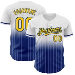 Custom Name Number Authentic Yellow-Royal White Pinstripe Baseball Jersey - Personalized Fashion Team Apparel Personalized