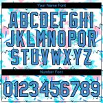 Custom Name and Number Performance T-Shirt - Personalized 3D Abstract Doodle Design in White, Powder Blue, and Black Personalized