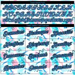 Custom Name and Number Performance T-Shirt - Personalized 3D Abstract Doodle Design in White, Powder Blue, and Black Personalized