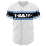 Custom Baseball Jersey with Personalized Name & Number - Authentic Blue & Black White Design Personalized White Powder Blue-Black