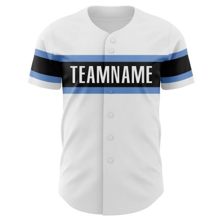 Custom Baseball Jersey with Personalized Name & Number - Authentic Blue & Black White Design Personalized White Powder Blue-Black