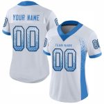 Custom Personalized Football Jersey - White Powder Blue-Black Mesh, Team Name & Number Personalized White Powder Blue-Black