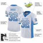 Custom Personalized Football Jersey - White Powder Blue-Black Mesh, Team Name & Number Personalized White Powder Blue-Black