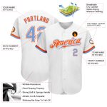 Custom Name and Number Authentic Baseball Jersey in White Powder Blue-Orange - Personalized Team Jersey Personalized White