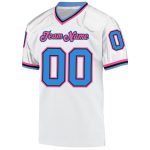Custom Authentic Football Jersey for Team - Personalized White Powder Blue-Pink Mesh with Name and Number Personalized White