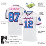 Custom Authentic Football Jersey for Team - Personalized White Powder Blue-Pink Mesh with Name and Number Personalized White
