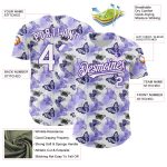 Custom Name Number Baseball Jersey - Personalized 3D Butterfly Design in White Purple - Authentic Team Apparel Personalized