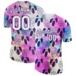 Custom Name and Number Dreamcatcher T-Shirt with 3D Feather Design in White and Purple - Performance Apparel Personalized