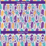 Custom Name and Number 3D Pattern Design Feather Performance T-Shirt - White Purple Team Apparel Personalized White Purple