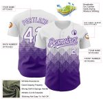 Custom Name and Number Baseball Jersey with 3D Gradient Square Shapes in White and Purple - Personalized Sports Apparel Personalized