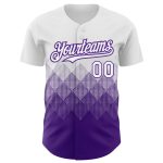 Custom Name and Number Baseball Jersey with 3D Gradient Square Shapes in White and Purple - Personalized Sports Apparel Personalized