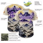 Custom Name Number Baseball Jersey Mountains Landscape 3D Pattern Design White Purple Authentic Team Personalized White Purple