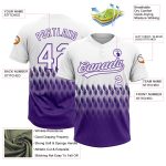 Custom Unisex Softball Jersey with Personalized Name and Number - White Purple 3D Pattern, Two-Button Design Personalized