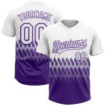 Custom Unisex Softball Jersey with Personalized Name and Number - White Purple 3D Pattern, Two-Button Design Personalized