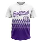 Custom Unisex Softball Jersey with Personalized Name and Number - White Purple 3D Pattern, Two-Button Design Personalized