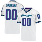 Personalized Custom Name and Number Throwback Football Jersey in White Purple Aqua Mesh Personalized White Purple-Aqua Mesh