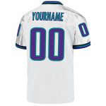 Personalized Custom Name and Number Throwback Football Jersey in White Purple Aqua Mesh Personalized White Purple-Aqua Mesh