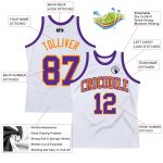 Custom Authentic Basketball Jersey - Personalized White Purple Bay Orange with Name and Number Personalized White Purple-Bay