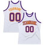 Custom Authentic Basketball Jersey - Personalized White Purple Bay Orange with Name and Number Personalized White Purple-Bay