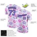 Custom Name and Number T-Shirt - Personalized 3D Pattern Design in White, Purple, and Black for Dessert Performance Team
