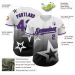 Custom Gradient 3D Pattern Baseball Jersey with Twinkle Star Design - Personalized White, Purple, Black, Custom Name & Number