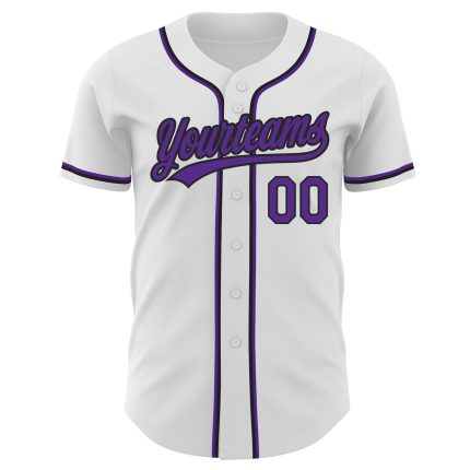 Personalized Authentic Baseball Jersey - White Purple Black Design Personalized White Purple-Black Authentic Baseball Jersey
