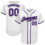 Custom Name and Number Baseball Jersey - Personalized White Purple-Black Authentic Team Jersey Personalized White Purple-Black