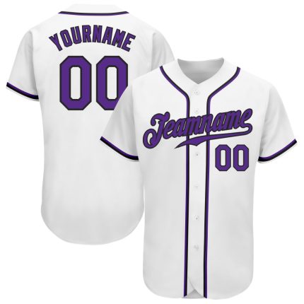 Custom Name and Number Baseball Jersey - Personalized White Purple-Black Authentic Team Jersey Personalized White Purple-Black