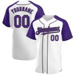 Custom Name and Number Baseball Jersey - Personalized White Purple-Black Authentic Raglan Sleeves Personalized White Purple-Black