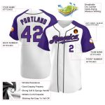 Custom Name and Number Baseball Jersey - Personalized White Purple-Black Authentic Raglan Sleeves Personalized White Purple-Black