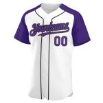 Custom Name and Number Baseball Jersey - Personalized White Purple-Black Authentic Raglan Sleeves Personalized White Purple-Black