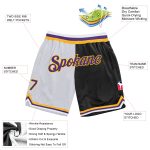 Custom Name Number Authentic Basketball Shorts White Purple Black Fashion Split Design Personalized White Purple-Black Authentic
