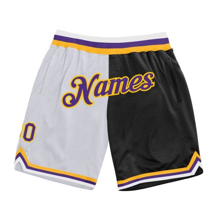 Custom Name Number Authentic Basketball Shorts White Purple Black Fashion Split Design Personalized White Purple-Black Authentic
