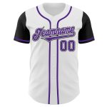 Custom Name and Number Two Tone Baseball Jersey - Personalized Authentic White Purple Black Personalized White Purple-Black