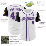 Custom Name and Number Two Tone Baseball Jersey - Personalized Authentic White Purple Black Personalized White Purple-Black