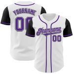 Custom Name and Number Two Tone Baseball Jersey - Personalized Authentic White Purple Black Personalized White Purple-Black