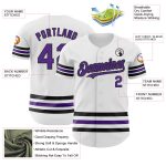 Custom Team Baseball Jersey with Personalized Name and Number - White Purple Black Line Authentic Style Personalized White
