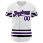Custom Team Baseball Jersey with Personalized Name and Number - White Purple Black Line Authentic Style Personalized White
