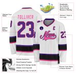 Custom Team Hockey Jersey with Personalized Name & Number - White Purple Black Pink Personalized White Purple Black-Pink