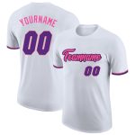 Custom Team Performance T-Shirt with Personalized Name and Number - White, Purple, Black, Pink Personalized White Purple