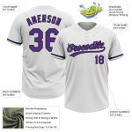 Custom Two-Button Unisex Softball Jersey in White, Purple, and Black Personalized White Purple-Black Two-Button Unisex Softball