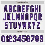 Custom Name and Number Personalized Unisex Softball Jersey in White Purple-Black Two-Button Design Personalized White Purple-Black