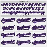 Custom Name and Number Personalized Unisex Softball Jersey in White Purple-Black Two-Button Design Personalized White Purple-Black