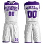 Custom Name Number Basketball Jersey Sublimation White Purple Color Block Round Neck Personalized Team Suit Personalized