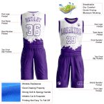 Custom Name Number Basketball Jersey Round Neck Sublimation Personalized White Purple Color Splash Team Suit Personalized