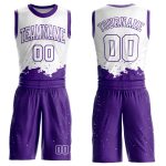 Custom Name Number Basketball Jersey Round Neck Sublimation Personalized White Purple Color Splash Team Suit Personalized