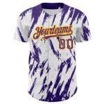 Custom Name Number Baseball Jersey - Personalized 3D Purple Gold Abstract Design, Sharp Shape, Authentic Team Wear Personalized