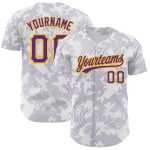 Custom Name Number Personalized Baseball Jersey 3D Pattern White Purple Gold Curve Lines Authentic Personalized White Purple-Gold
