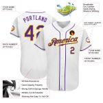 Customizable White Purple Gold Baseball Jersey - Authentic Sports Apparel Personalized White Purple-Gold Authentic Baseball